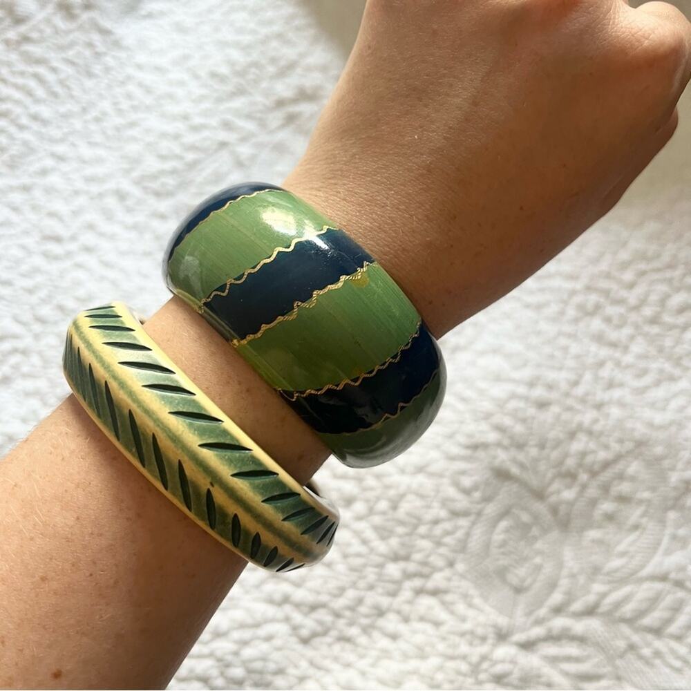 Vintage Colorful Wooden Bangle Bracelets